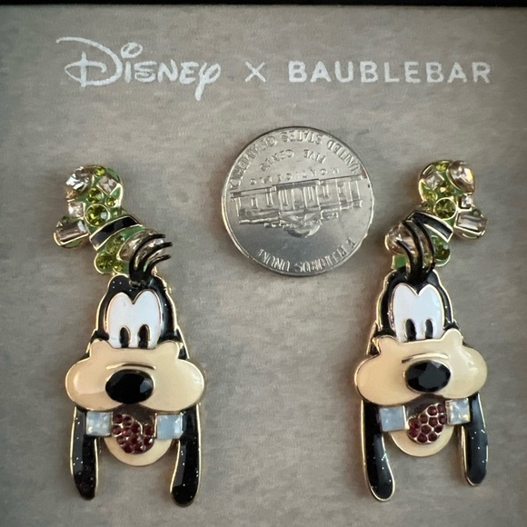 Disney x Baublebar Goofy Earrings Character Rhinestone Jewel Studs Boxed New - Picture 3 of 6